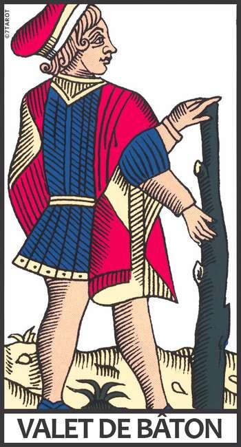 Découvrez la signification du Valet de Bâton dans le Tarot de Marseille : nouvelles, projets, amour, travail, déplacements et opportunités.