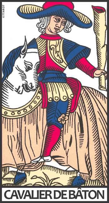 Découvrez la signification du Cavalier de Bâton dans le Tarot de Marseille : action, voyage, amour, travail et changements rapides.