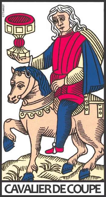 Découvrez la signification du Cavalier de Coupe du Tarot de Marseille : amour, rencontre, retour affectif, travail, finances, avenir et associations.