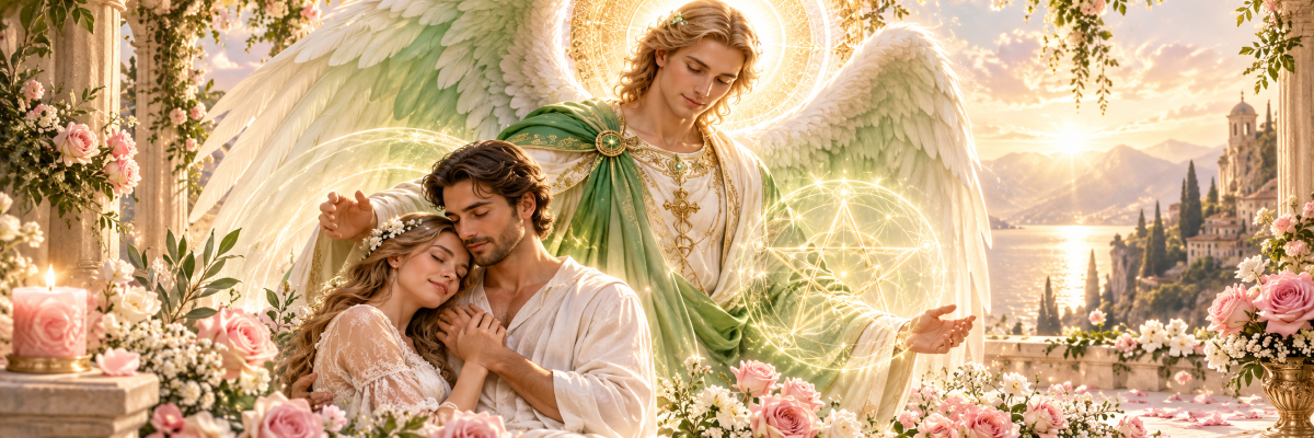 Découvrez la prière de l'Archange Raphaël pour protéger l'amour, renforcer les liens du couple et favoriser la confiance. Bougie rose, encens et récitation.