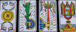 Arcanes mineurs du Tarot de Marseille : significations complètes des Coupes, Bâtons, Épées et Deniers, amour, travail, finances et interprétations.