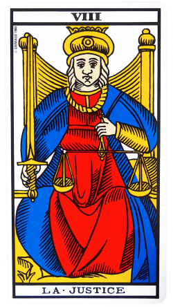 Découvrez la signification de La Justice dans le Tarot de Marseille : équilibre, vérité, amour, travail, argent et décisions importantes.