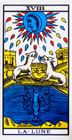 Découvrez la signification de La Lune dans le Tarot de Marseille : intuition, rêves, amour, émotions et révélations cachées.