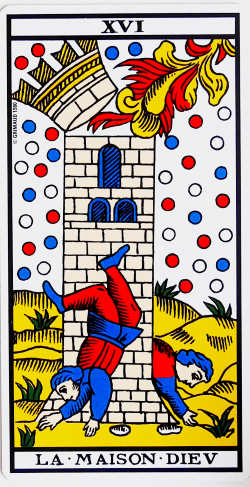 Découvrez la signification de La Maison Dieu dans le Tarot de Marseille : bouleversement, rupture, changement rapide et libération.